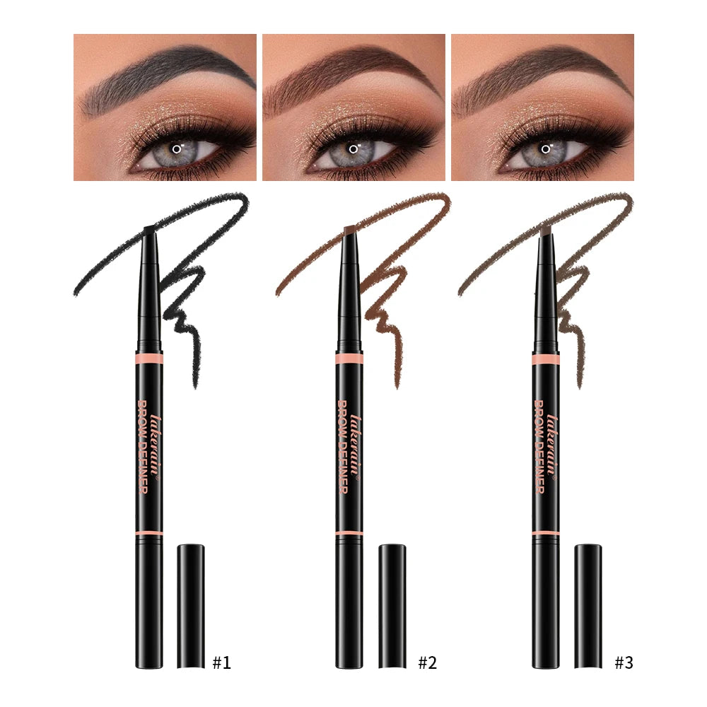 Waterproof Triangular Eyebrow Pencil with Grooming Brush