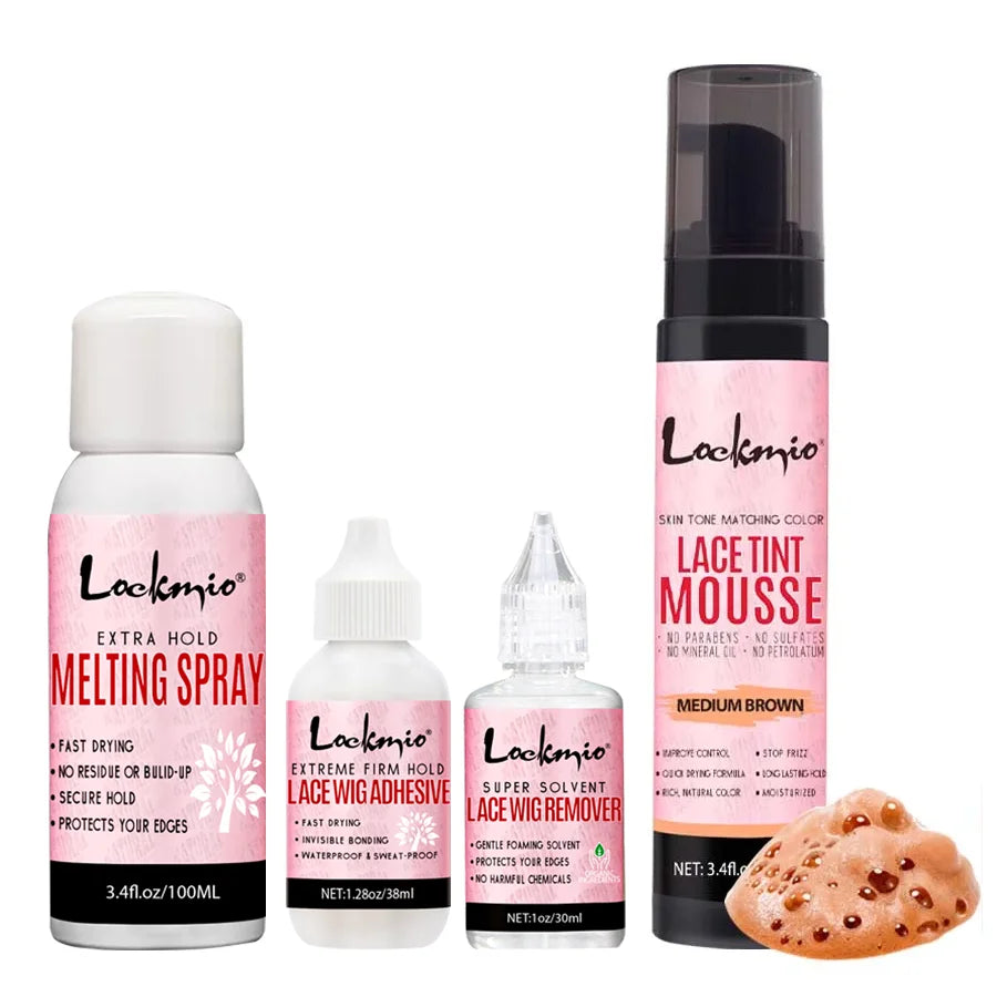 Lockmio Wig Installation Kit Lace Tint Mousse and Adhesive Glue Set - 21