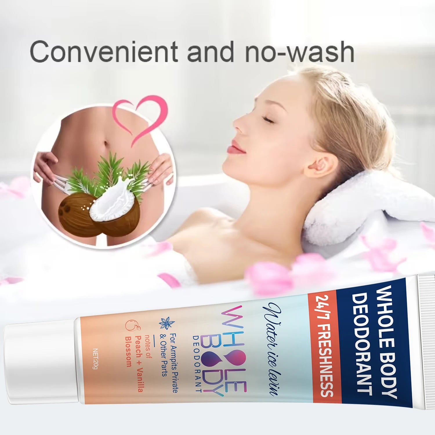 Whole Body Deodorant Cream for Odor Control and Freshness Peach Vanilla - 3