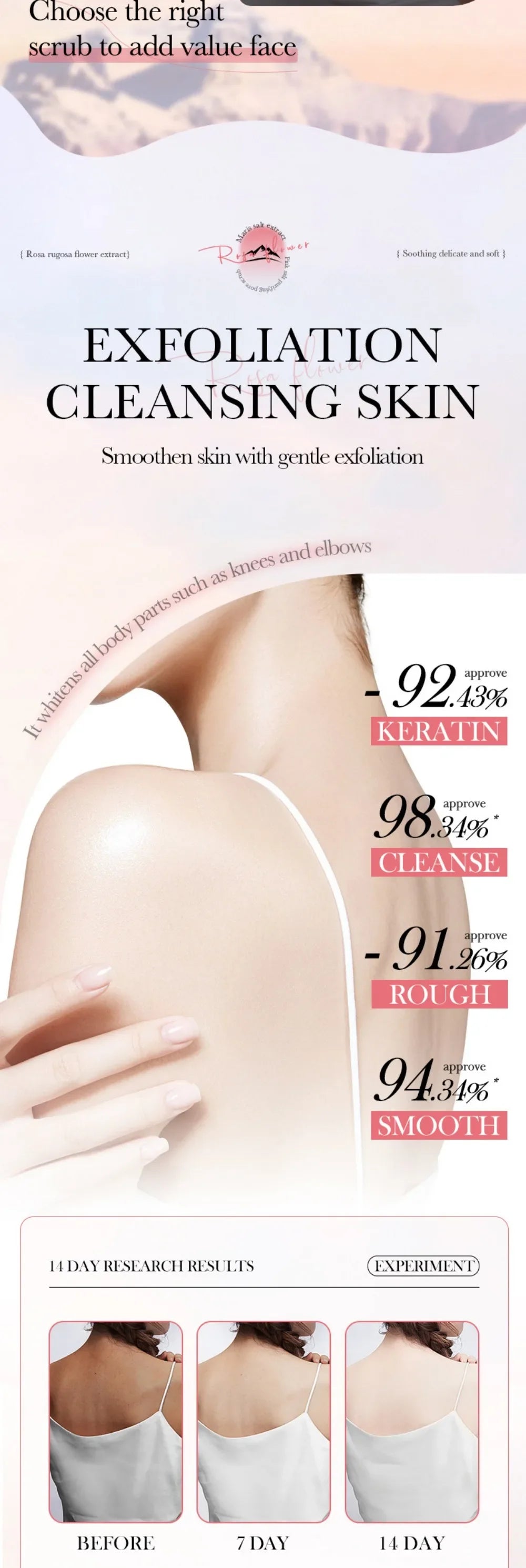 Sadoer Pink Himalayan Salt Body Scrub Exfoliating Pore Cleanser 240g