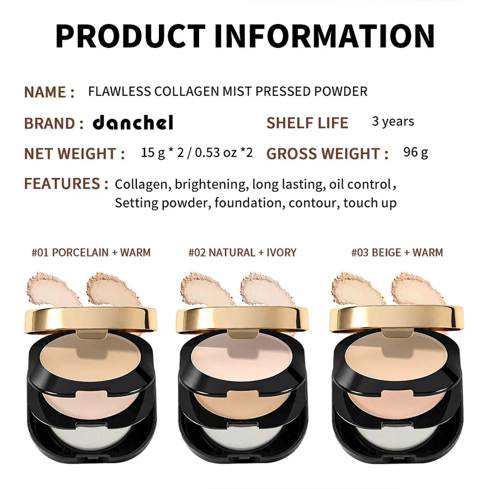 Collagen Infused Oil Control Pressed Powder for Flawless Matte Finish