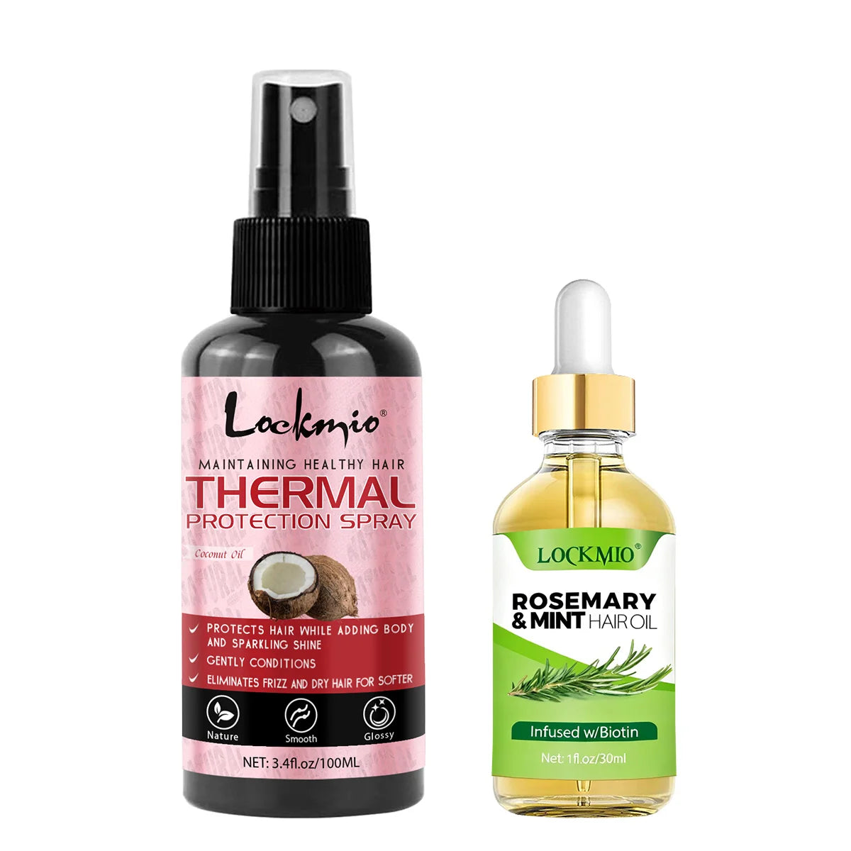Rosemary Mint Hair Thermal Protection Spray and Nourishing Oil Set - 19