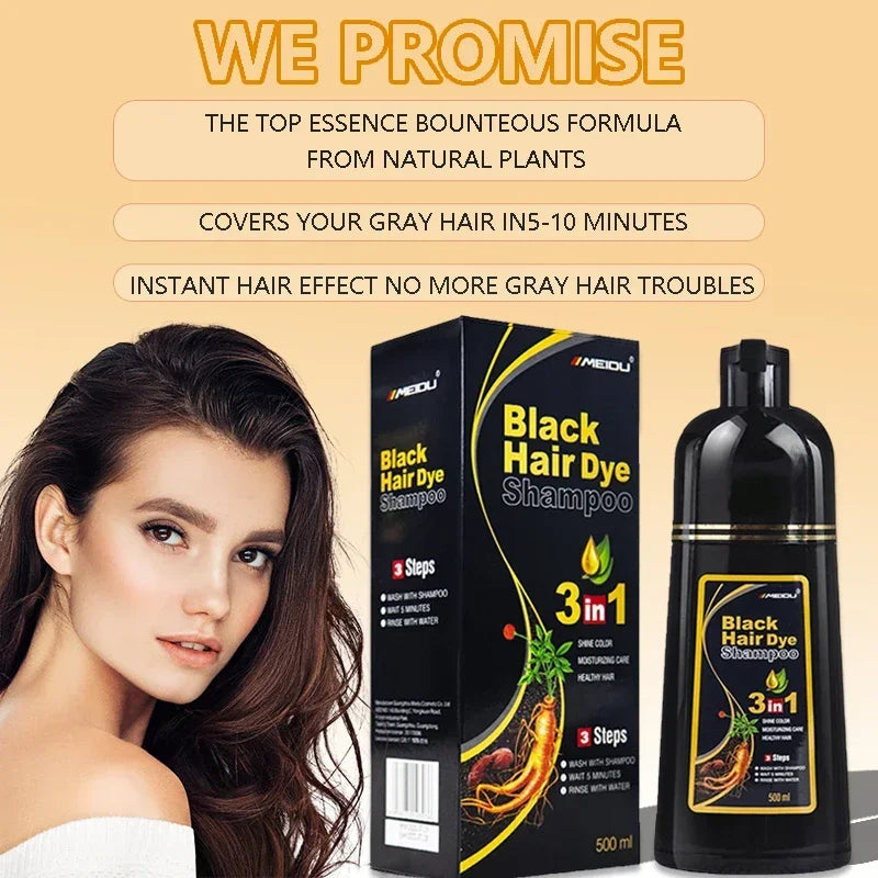 3 in 1 Hair Dye Shampoo 500ml Coloring Conditioner and Repair Treatment