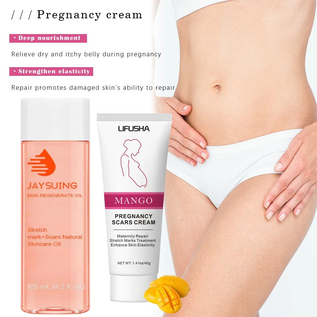 Mango Stretch Mark Cream and Repair Oil for Maternity Skin Care