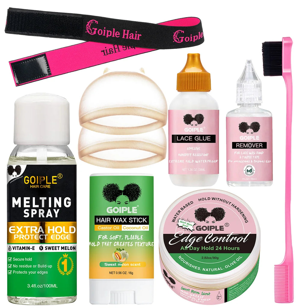 Goiple Lace Wig Adhesive Kit Melting Spray Hair Wax and Edge Control