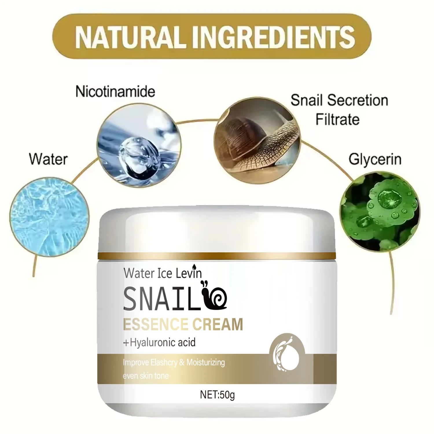 Snail Essence Moisturizing Face Cream with Hyaluronic Acid 50g - 3