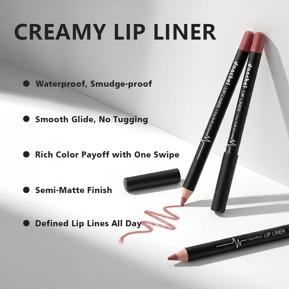 Professional 12-Piece Waterproof Lip Liner Pencil Set
