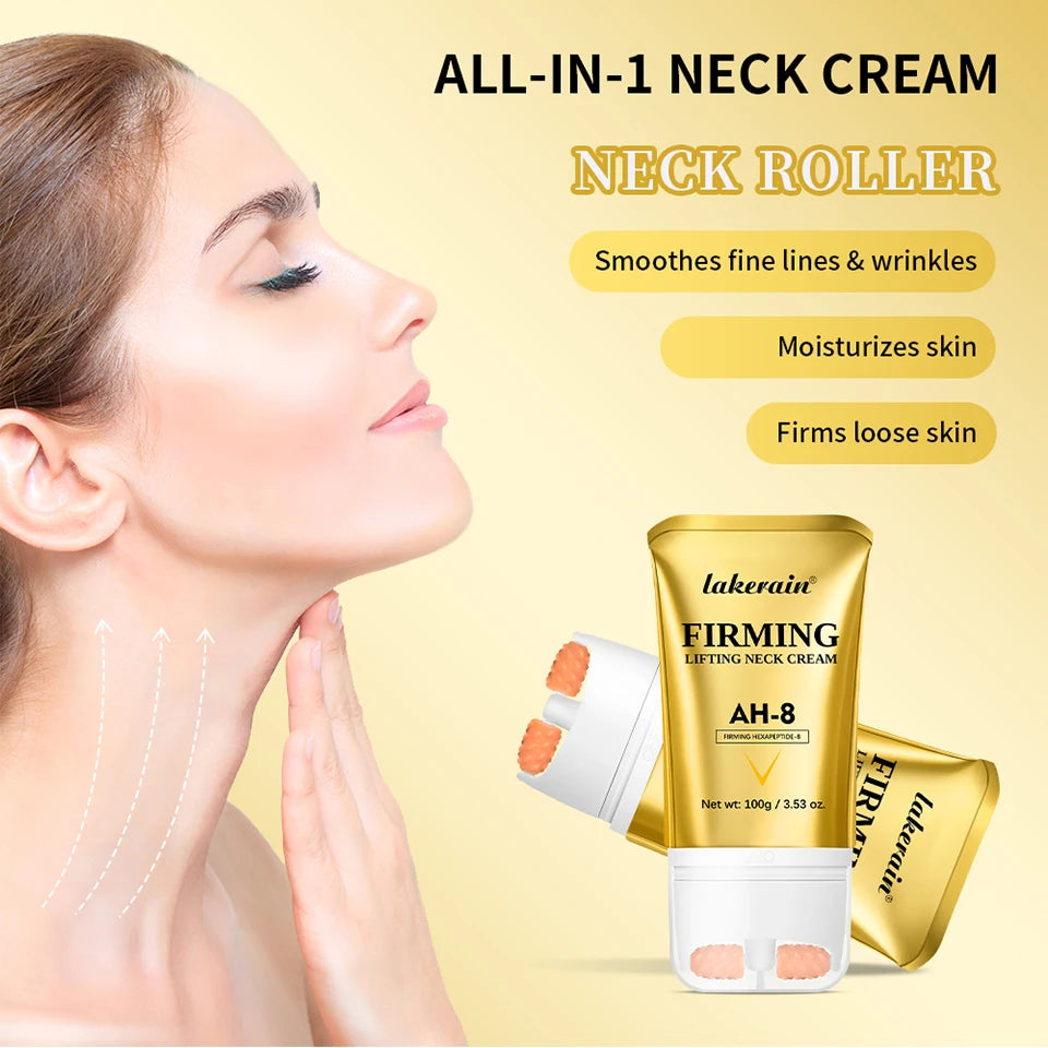 Firming Neck Cream with Massage Roller for Crepey Skin
