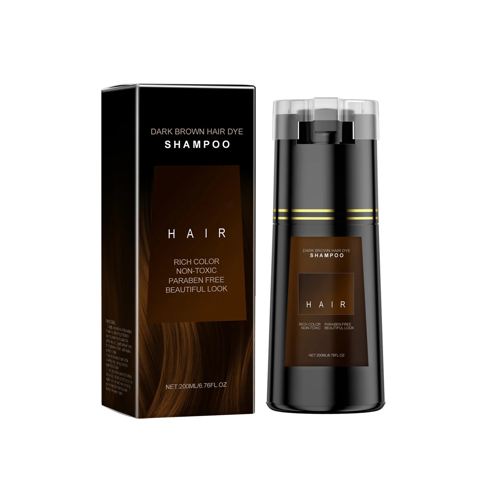 Permanent Hair Dye Shampoo for Gray Hair Coverage 200ml