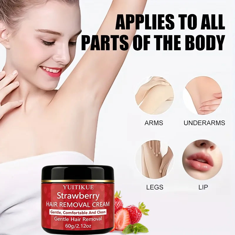YUITIKUE Strawberry Depilatory Cream Gentle Body Hair Remover 60g