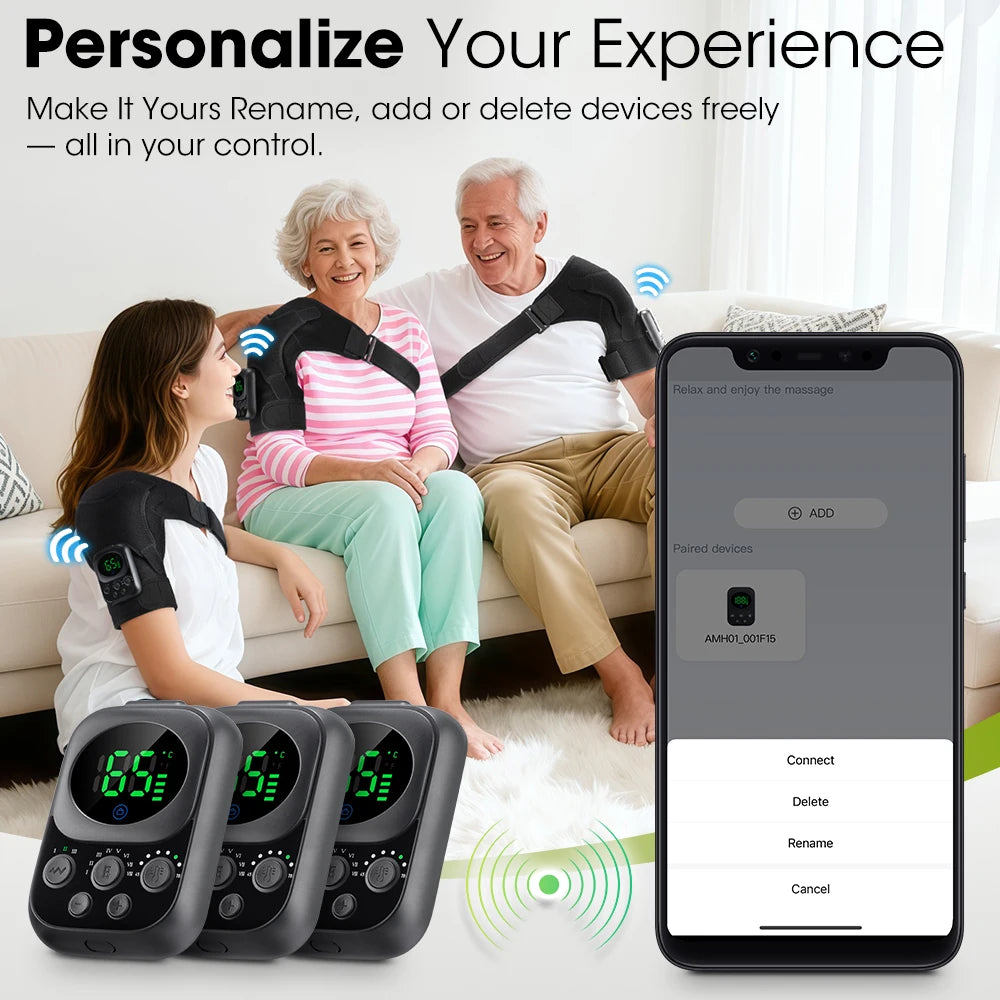 Wireless App-Controlled Heated Shoulder Massager for Muscle Relief