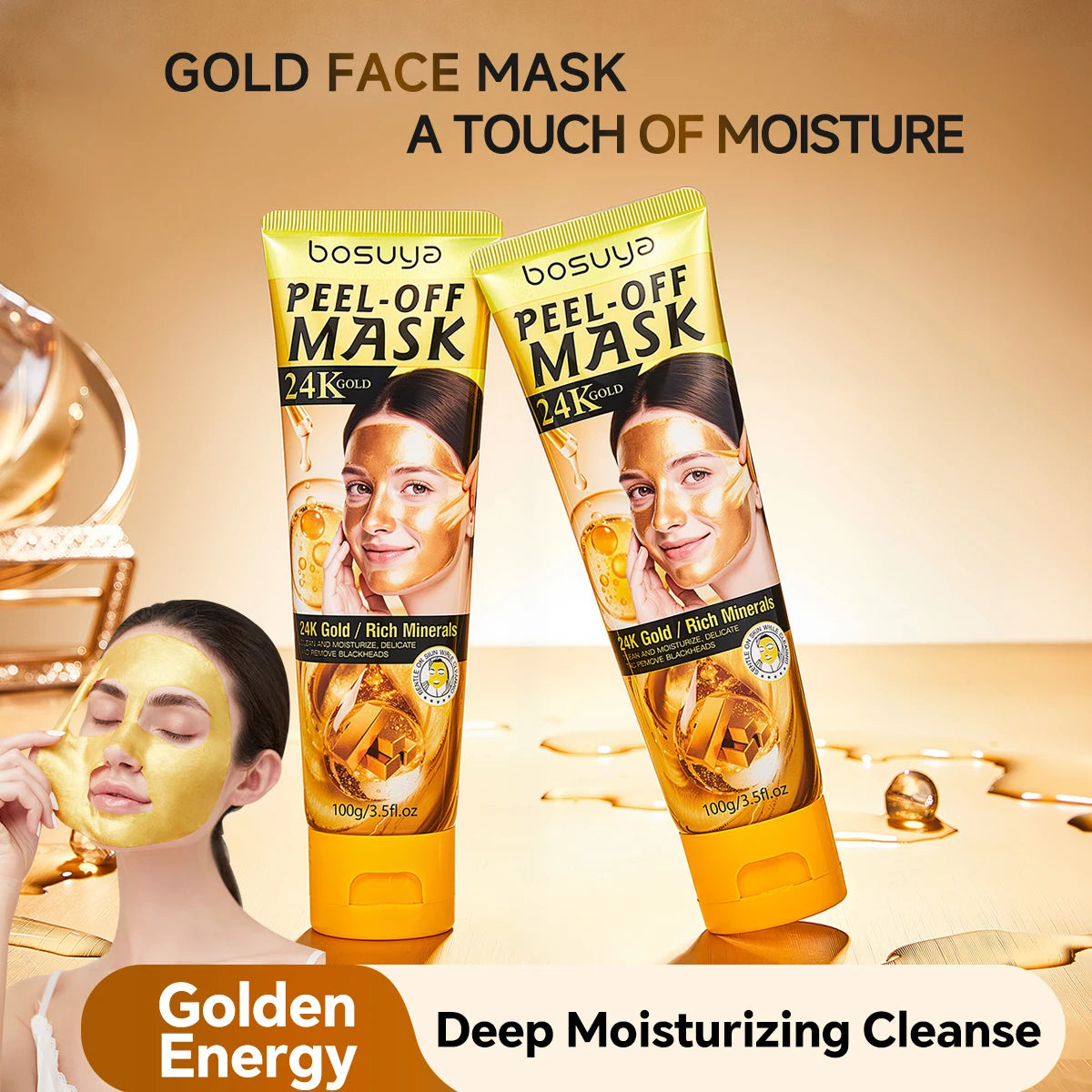Bosuya 24K Gold Peel Off Facial Mask Deep Pore Cleansing Skin Treatment - 15