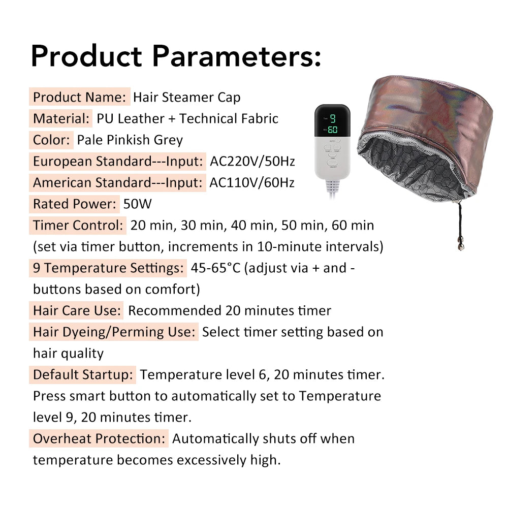 Electric Deep Conditioning Hair Steamer Cap for Home Treatment