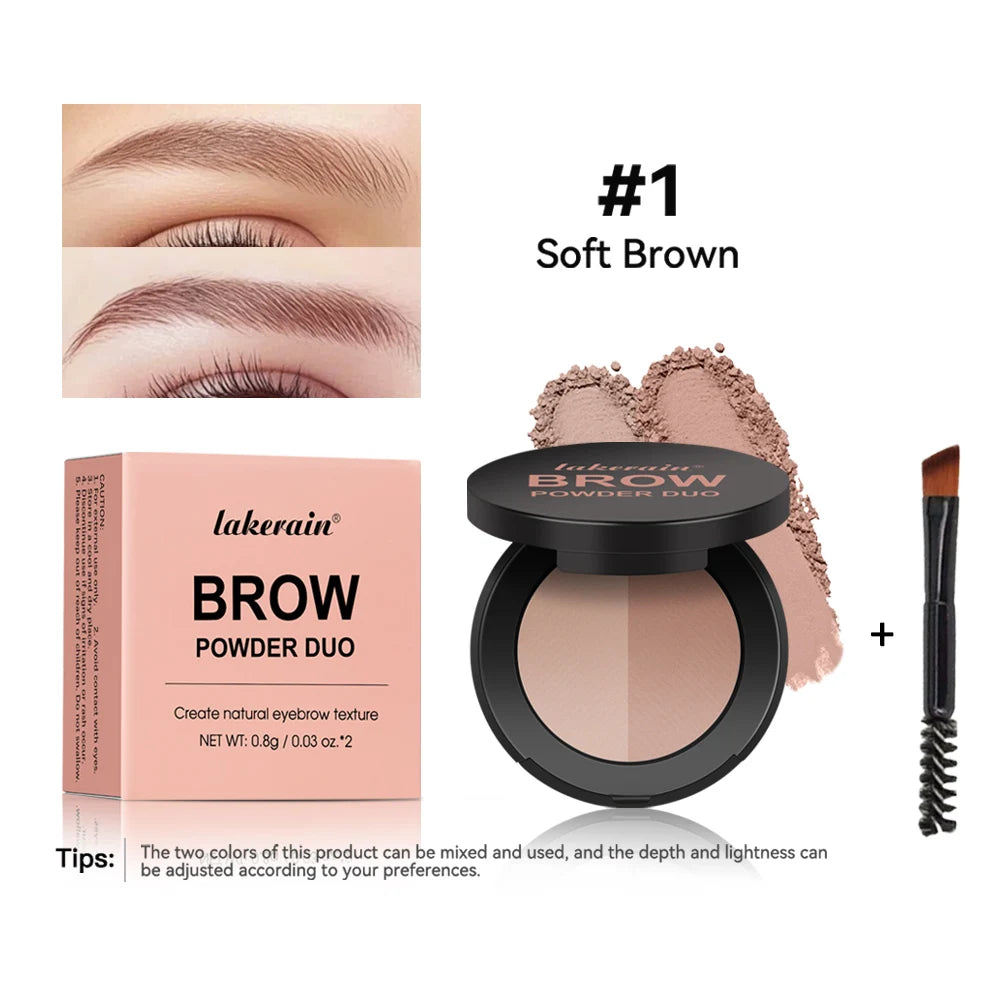 Dual-Tone Eyebrow Powder Palette with Brush