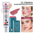 Color Correcting CC Cream and Sunscreen Blush Stick Set