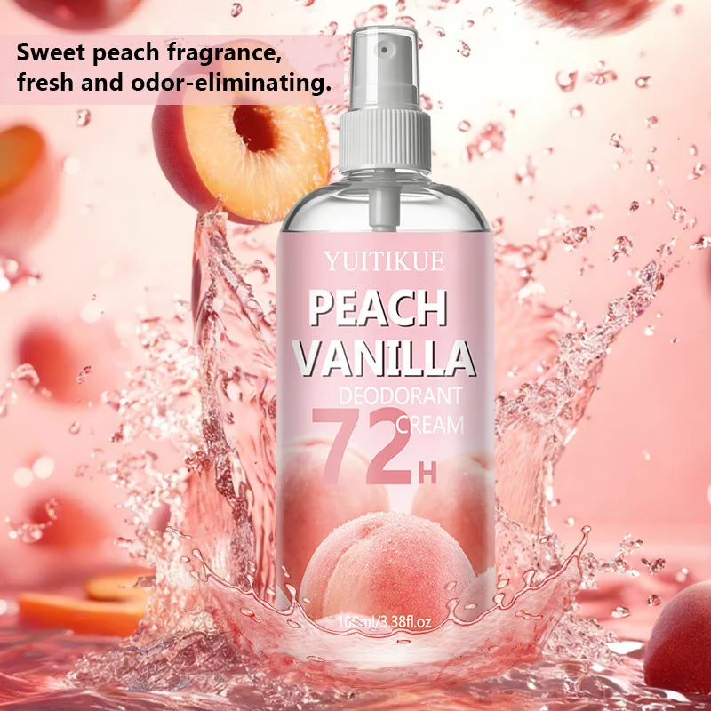Yuitikue Peach Vanilla Deodorant Spray 72H Long Lasting Body Odor Control - 5