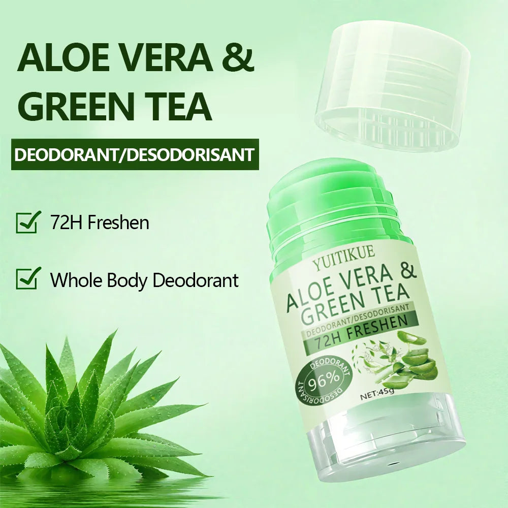 YUITIKUE Aloe and Green Tea Deodorant Stick 72H Odor Control