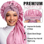 Extra Large Silk Satin Sleep Bonnet with Elastic Hair Band
