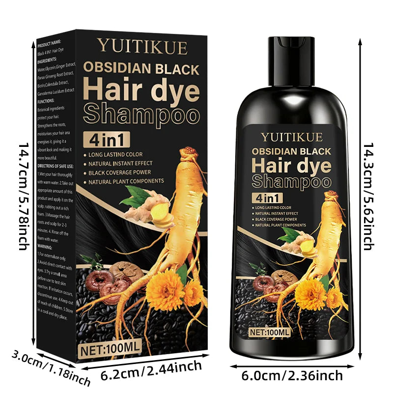 4-in-1 Obsidian Black Hair Dye Shampoo 100ml
