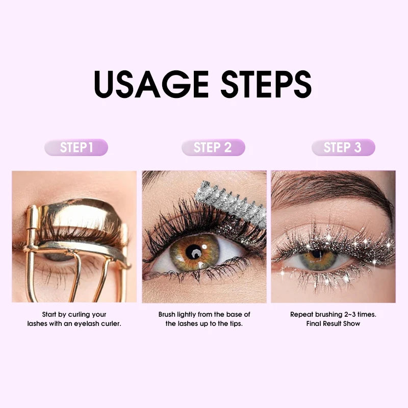 Glitter Mascara Waterproof Shiny Lash Enhancer for Party Makeup