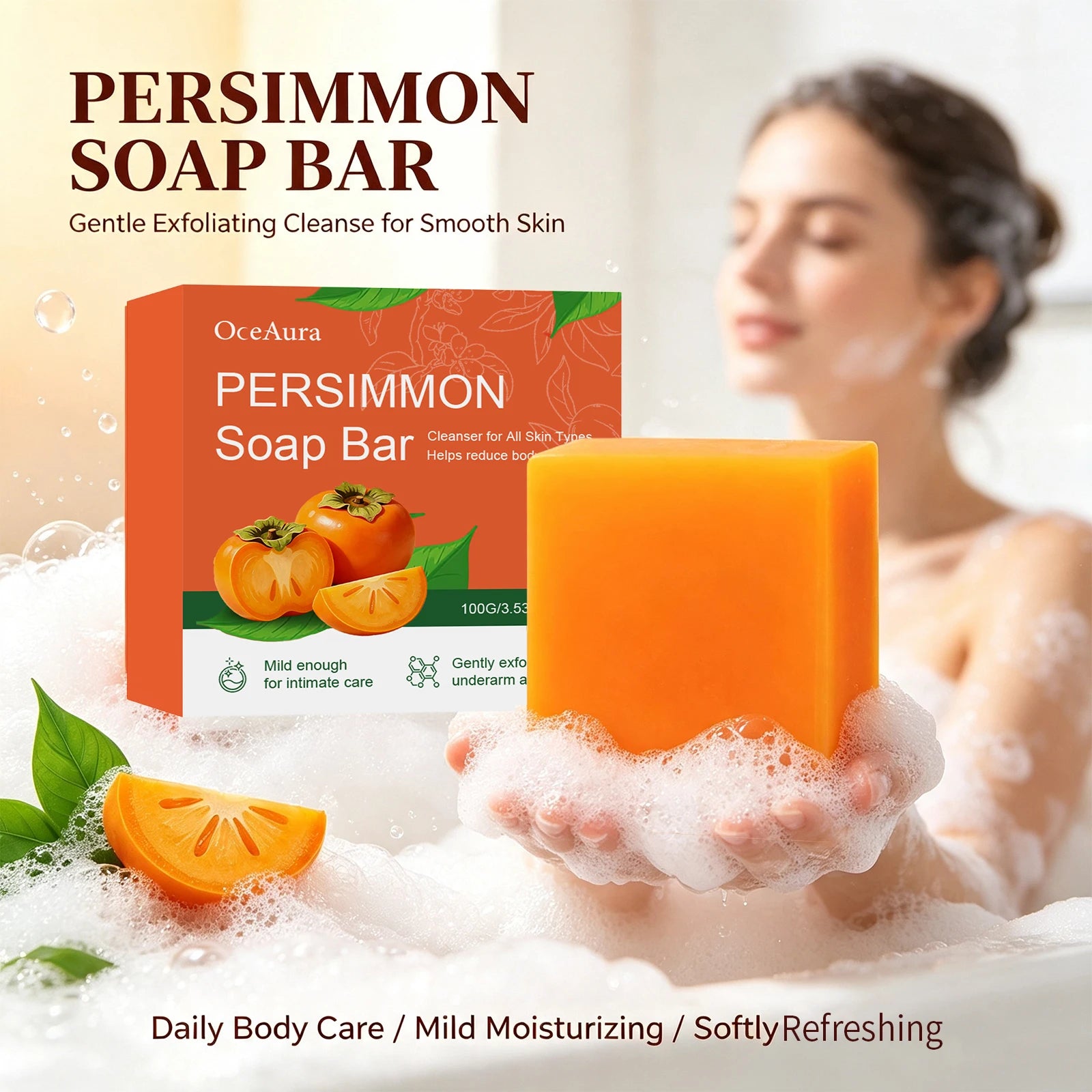 Persimmon Exfoliating Soap Bar for Odor Control and Body Cleansing - 5