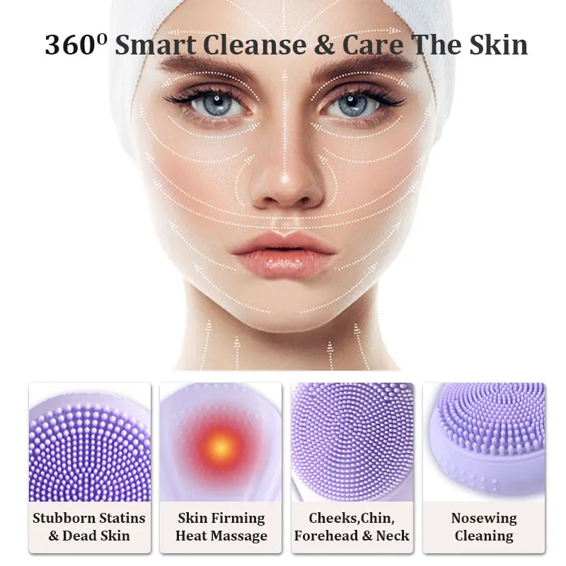 Sonic Electric Facial Cleansing Brush for Skin Exfoliation