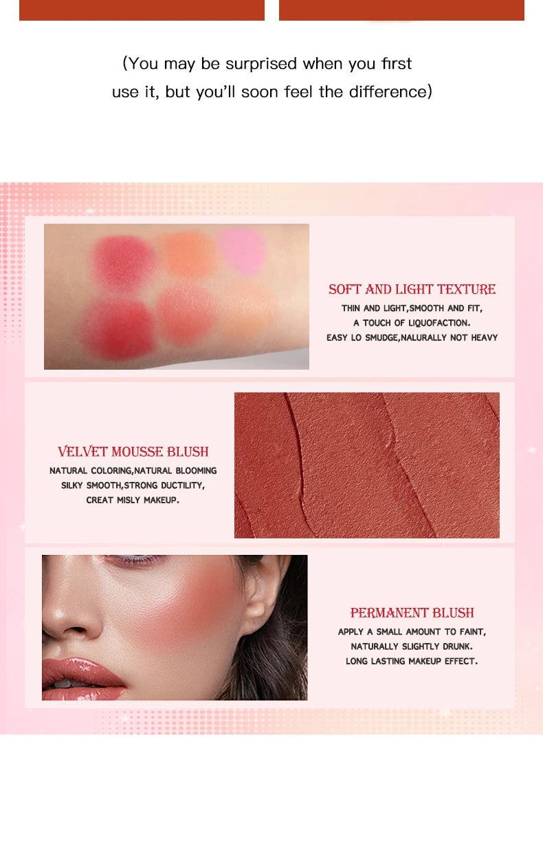 Waterproof Powder Blusher Natural Long Lasting Face Blush