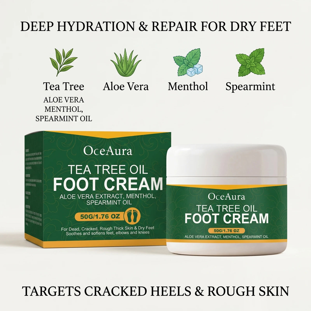 Tea Tree Oil Moisturizing Foot Cream for Cracked Heels