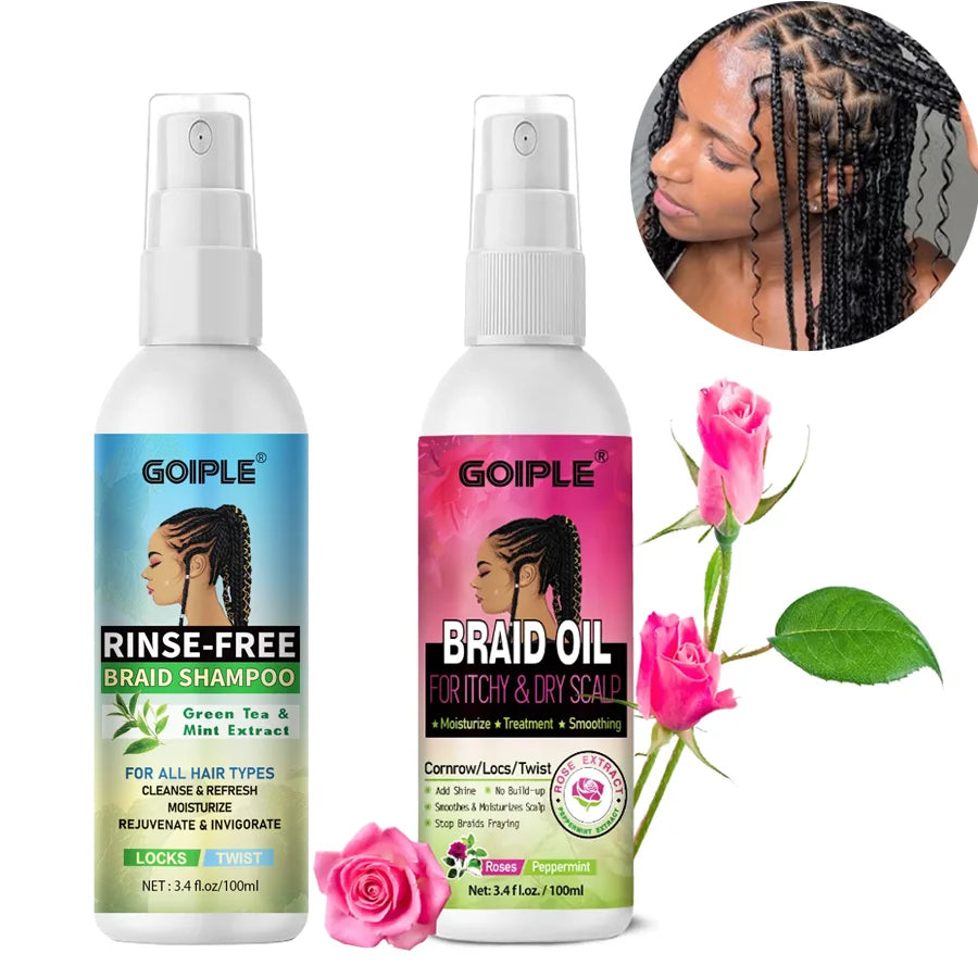 Rinse Free Braid Shampoo and Nourishing Braid Essence Oil Set - 1
