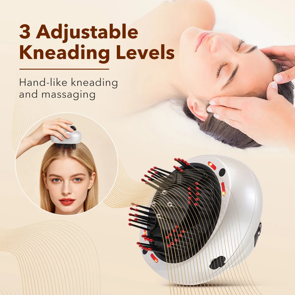 Electric Scalp Massager and Hair Oil Applicator with LED Light Therapy