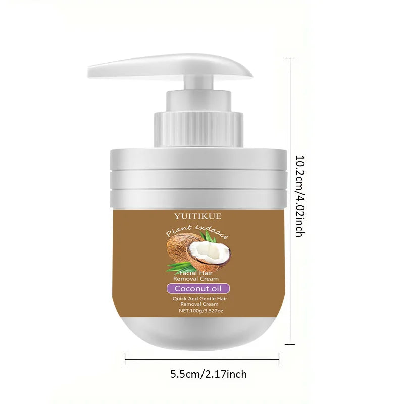 Facial Hair Removal Cream Gentle Coconut Oil Depilatory for Smooth Skin