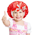 Kids Satin Sleep Bonnet With Bow Tie Adjustable Hair Care Night Cap