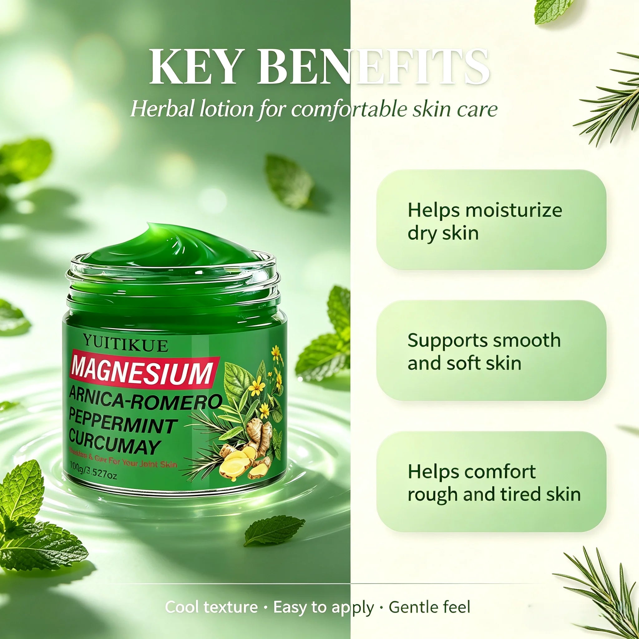Magnesium Body Cream with Rosemary and Peppermint Herbal Moisturizer - 5