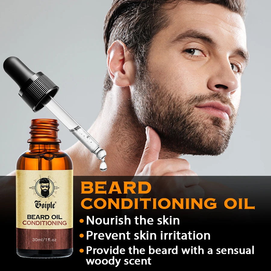 Beard Growth Care Kit with Shampoo Conditioning Oil and Grooming Tools