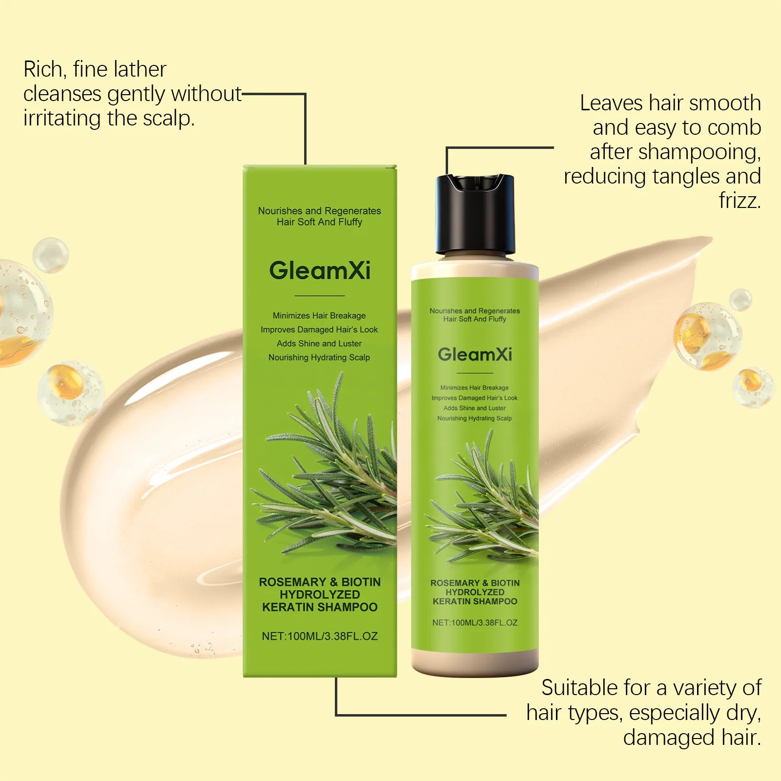 Rosemary Biotin Keratin Shampoo for Hair Repair and Scalp Hydration - 6