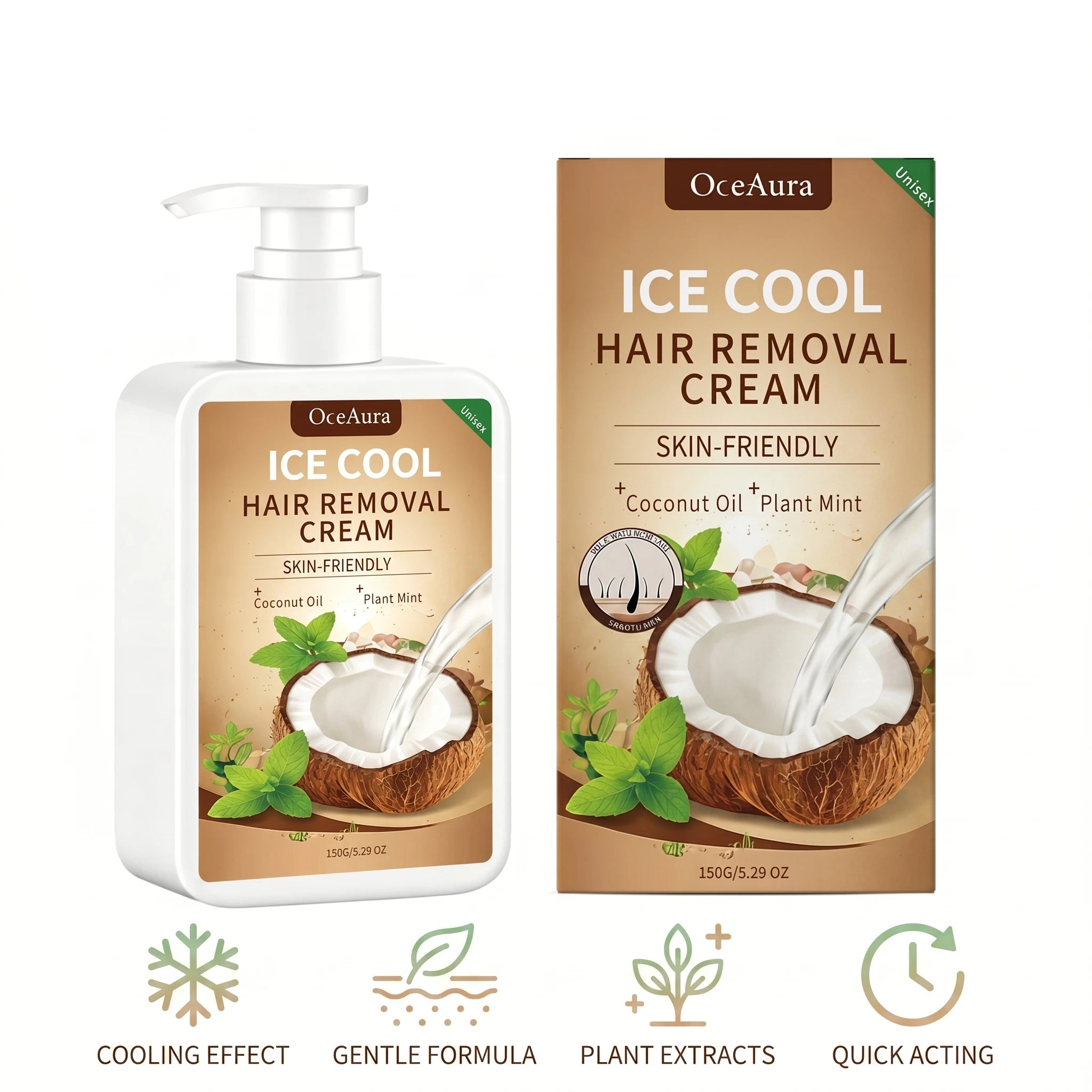 Painless Cooling Hair Removal Cream for Face and Body - 1