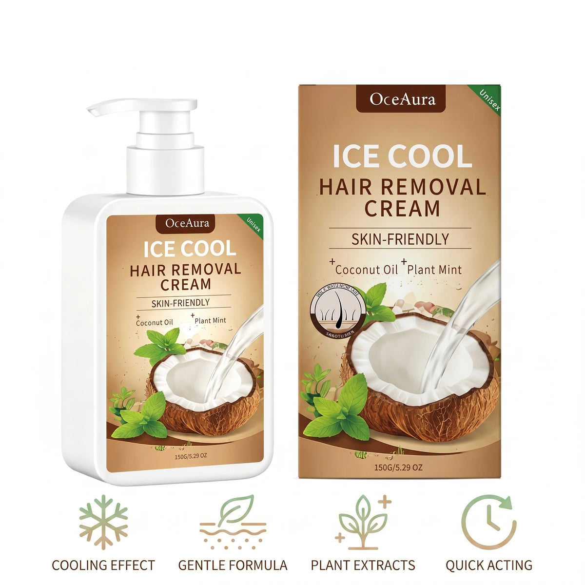 Painless Cooling Hair Removal Cream for Face and Body