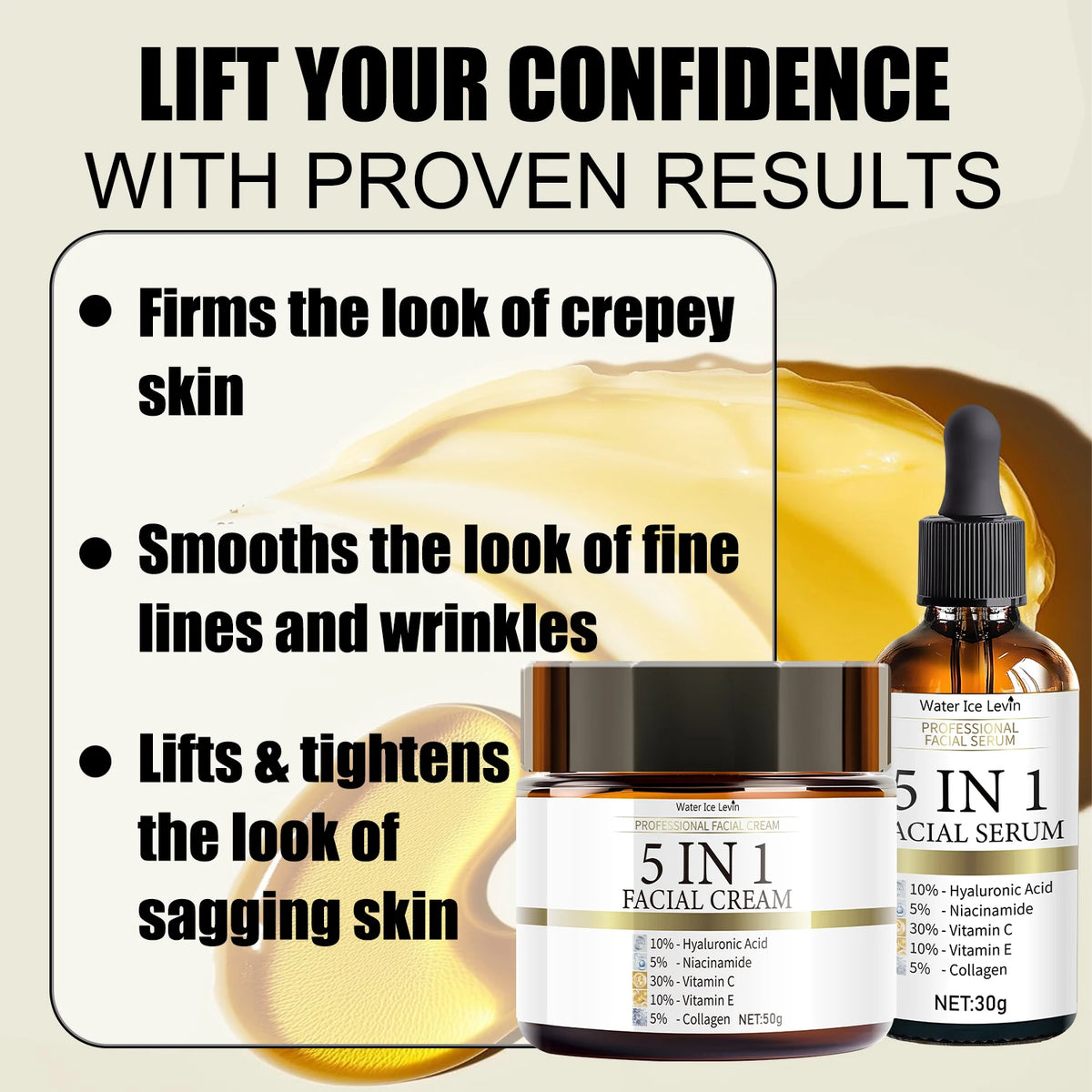5-in-1 Facial Skincare Set Brightening Serum and Hydration Cream