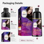 400ml 3 in 1 Hair Color Dye Shampoo for Gray Coverage