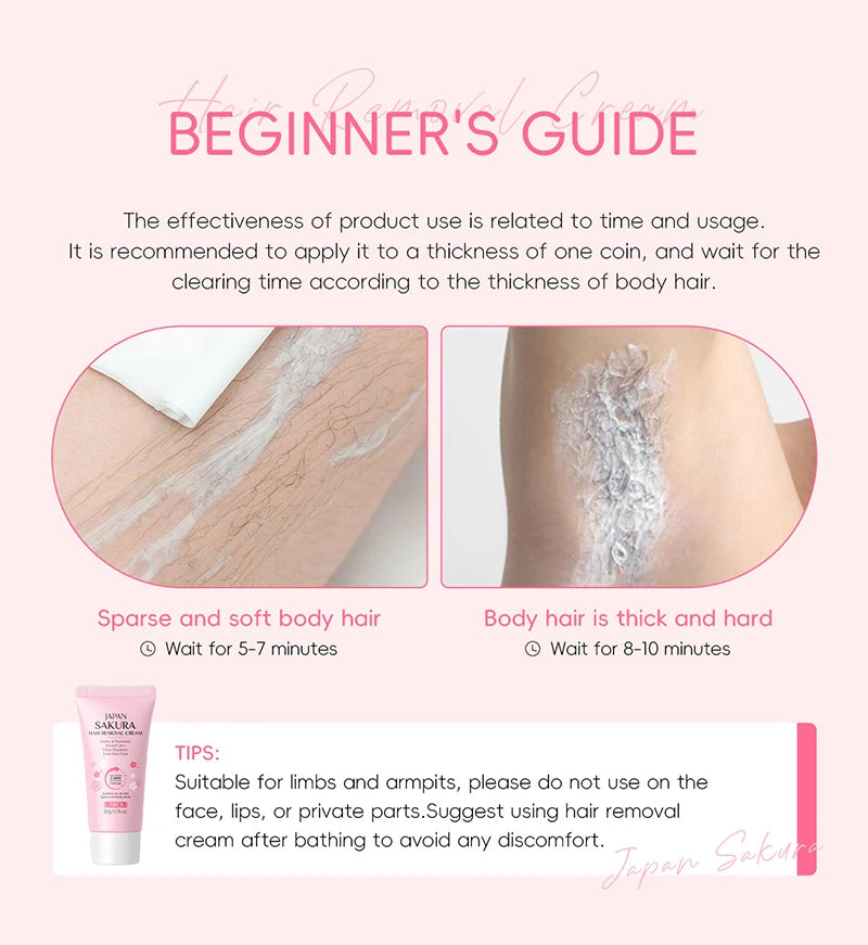 Gentle Painless Hair Removal Cream for Sensitive Body Areas