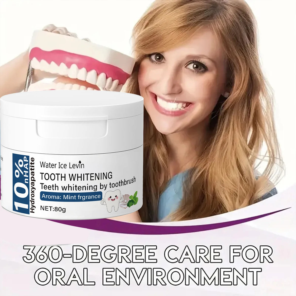 Whitening Tooth Powder with Vitamin C and Hyaluronic Acid Enamel Care