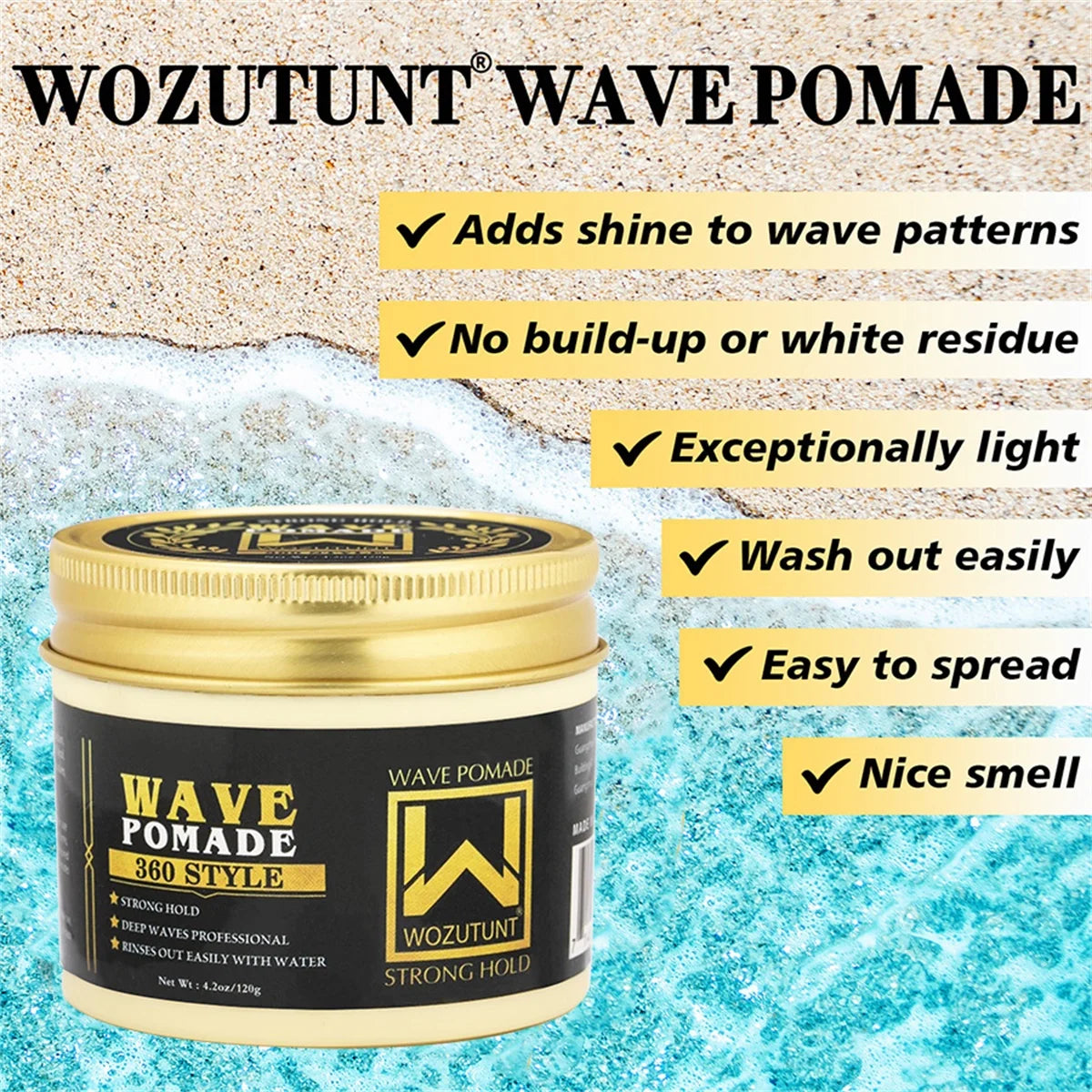 Shea Butter Hair Pomade with Wave Brush and Silk Rag Cap Set