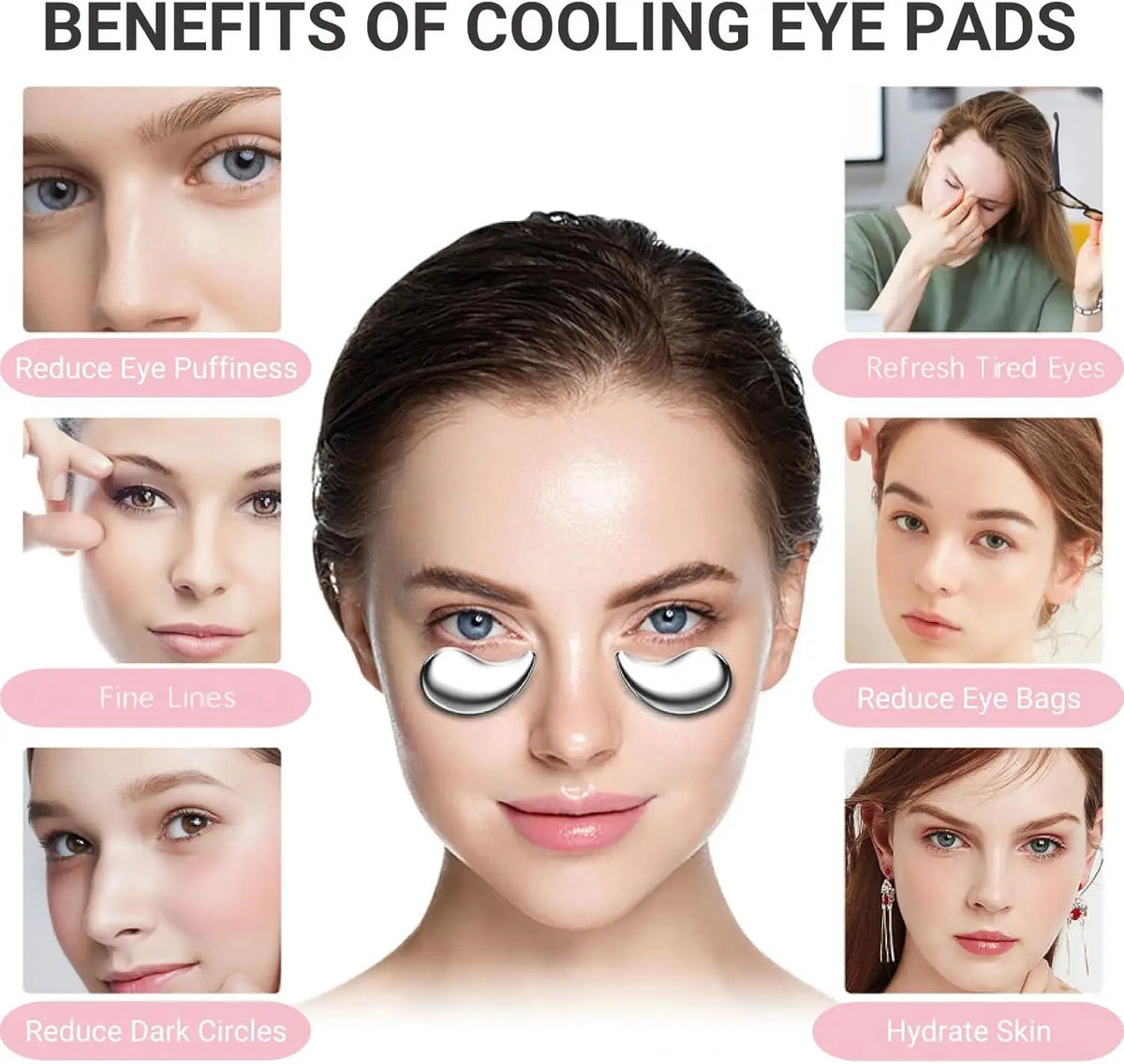 Stainless Steel Cooling Eye Pads for Puffiness and Dark Circles