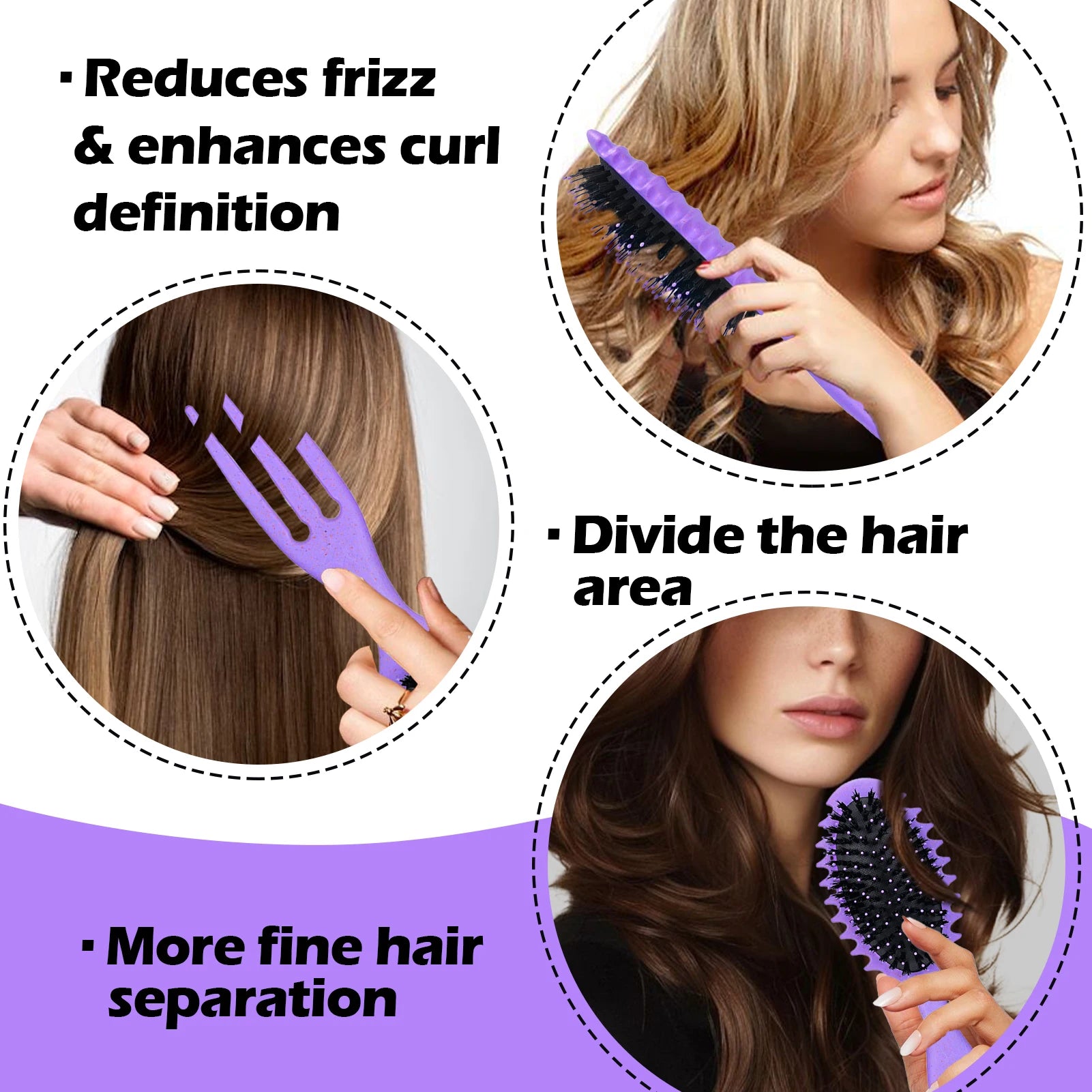 Multifunctional Curly Hair Styling Comb and Scalp Massage Brush - 4