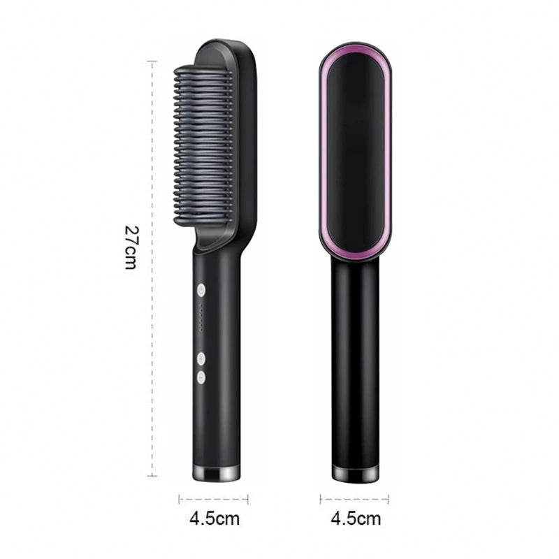 Professional Hair Straightener Brush Ceramic Fast Heating Styling Comb