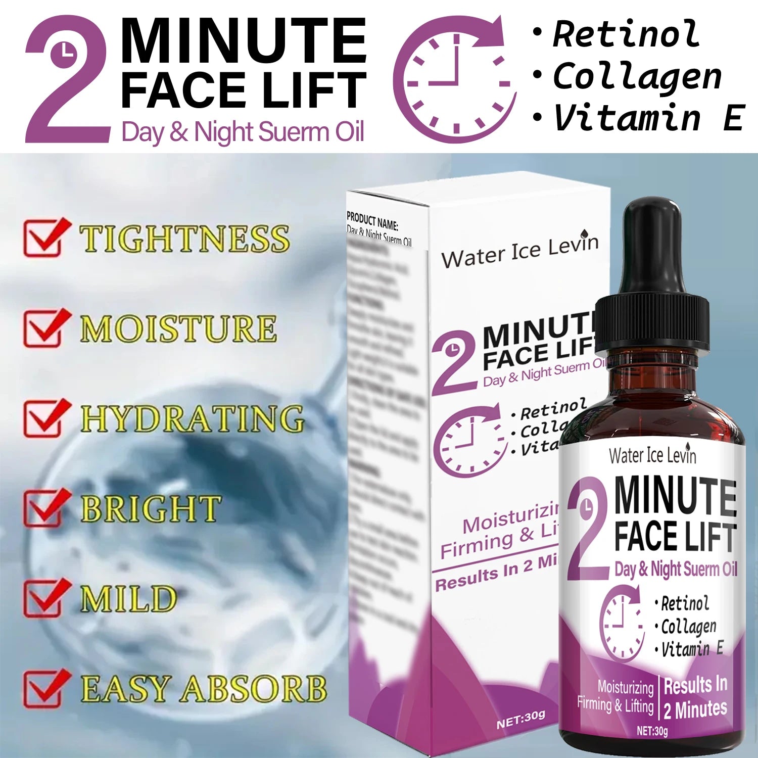 2 Minute Face Lift Serum Retinol and Collagen Firming Anti Aging Oil - 4