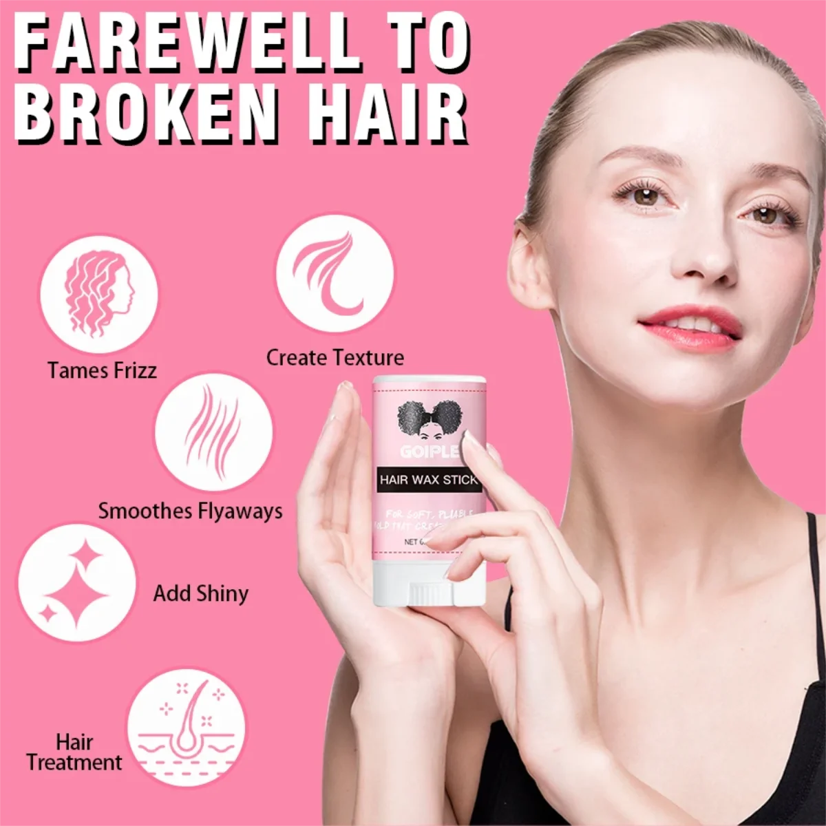 Goiple Hair Wax Stick Kit for Flyaways and Styling with Brush and Band