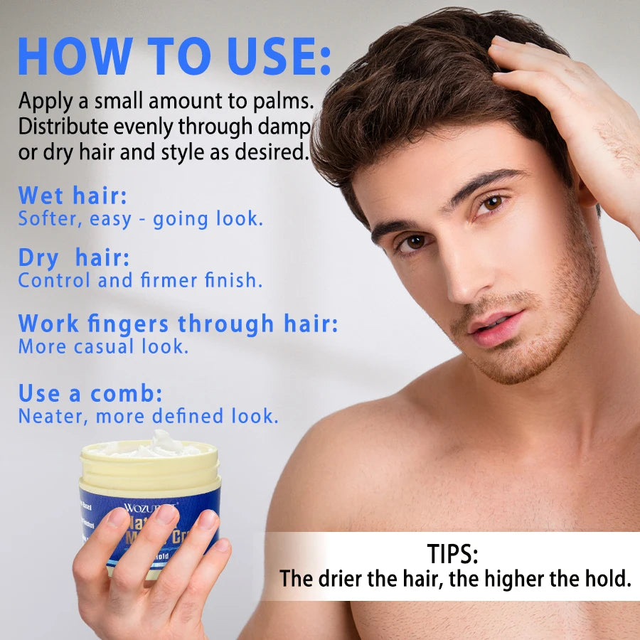 Wozutunt Mens Natural Matte Styling Cream Medium Hold Hair Clay 120g - 10