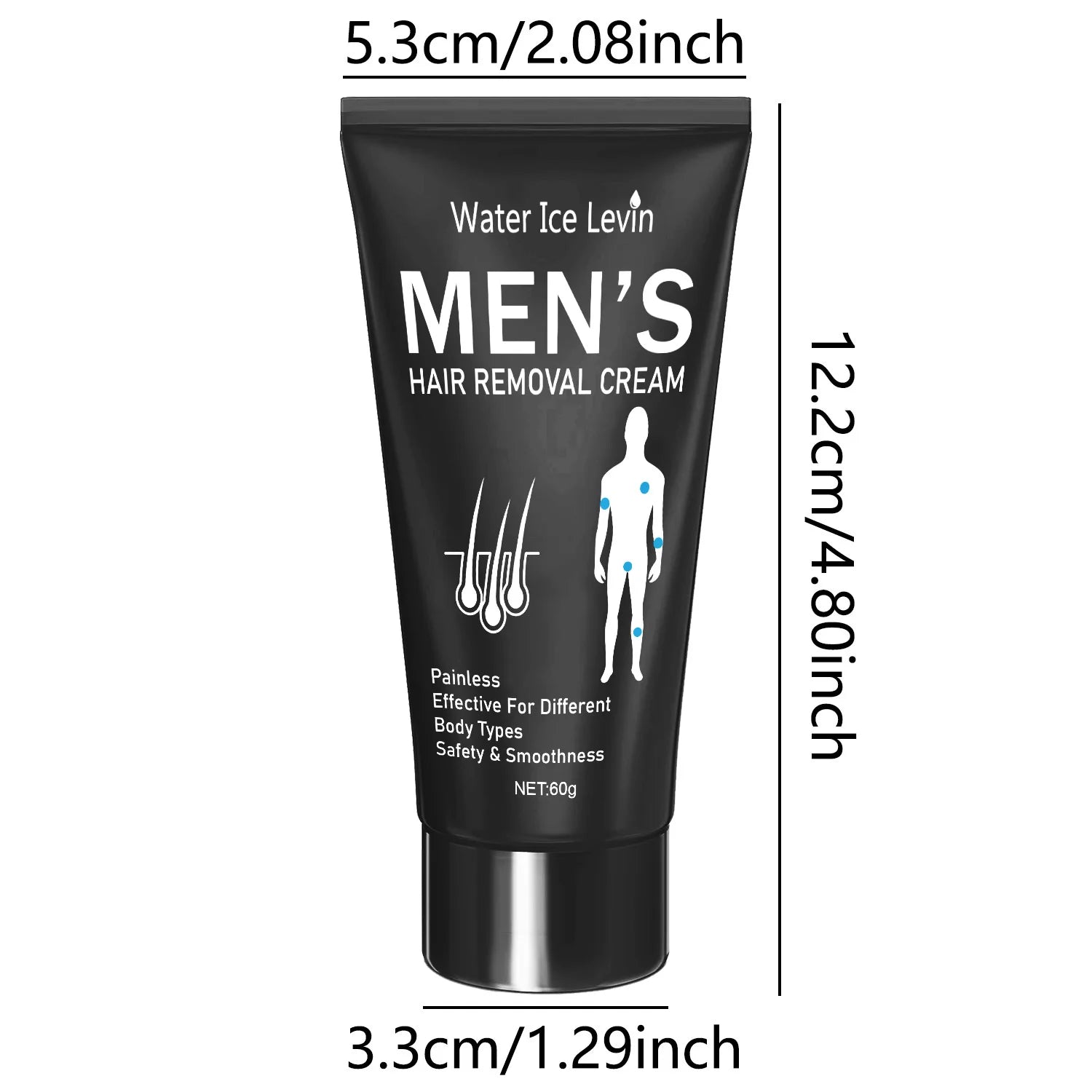Water Ice Levin Painless Hair Removal Cream for Men 60g - 4