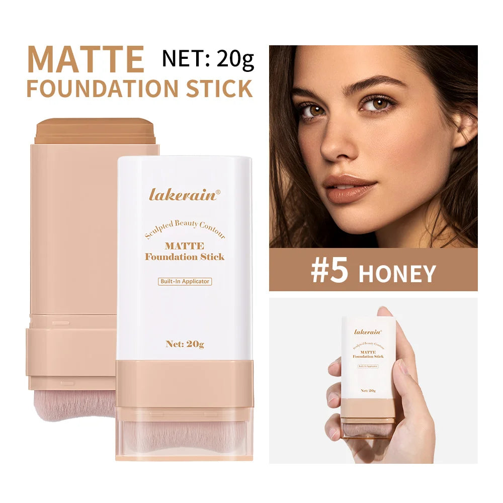 Matte Foundation Stick with Built-in Brush for Flawless Coverage